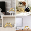 Gold Gesture Heart Hand Statue for Room Decoration